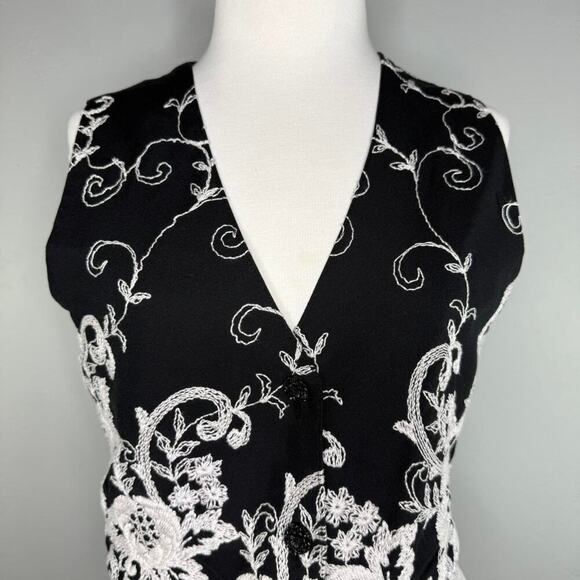 Vintage Express‎ Embroidered Black Vest Size S Americana Western Indie Folk - Picture 2 of 10